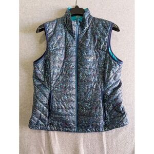 Lightweight Quilted Navy Floral-Print Vest - Ladies